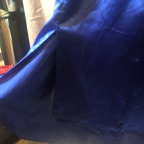 Precious formals blue halter side cut out backless dress w embellished beading. - Picture 7 of 12